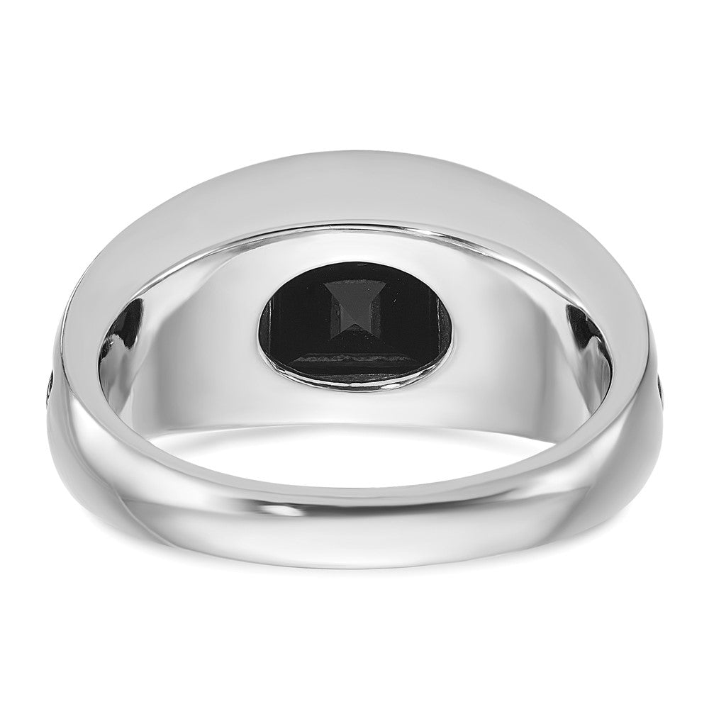 14k White Gold with Black Rhodium IBGoodman Men's Onyx and Diamond Complete Ring