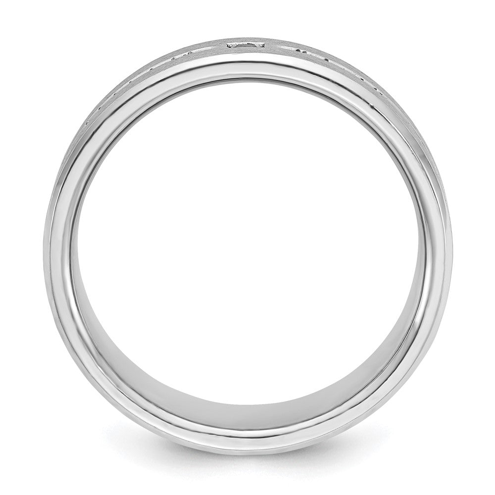 14k White Gold IBGoodman Men's Satin Lab Created Sapphire and 1/8 carat Diamond Complete Ring