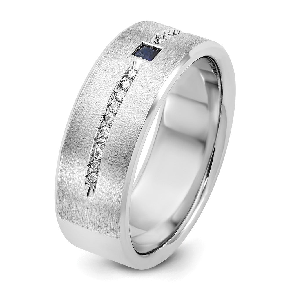 14k White Gold IBGoodman Men's Satin Sapphire/Diamond Ring Mounting