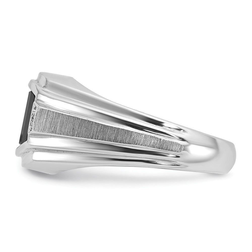 14k White Gold IBGoodman Men's Satin Onyx and Diamond Complete Ring