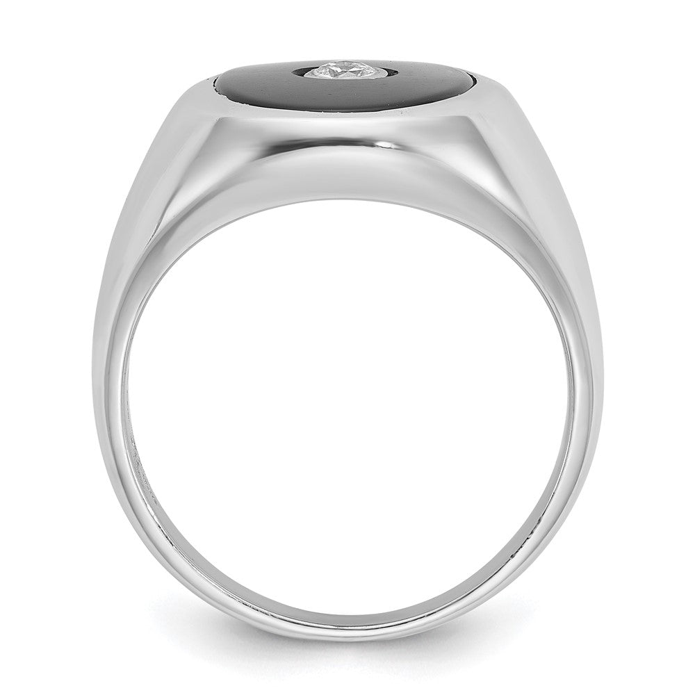 14k White Gold IBGoodman Men's Onyx and 1/10 carat Diamond Complete Ring
