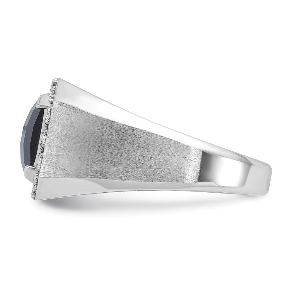 14k White Gold IBGoodman Men's Onyx and 1/8 carat Diamond Complete Ring