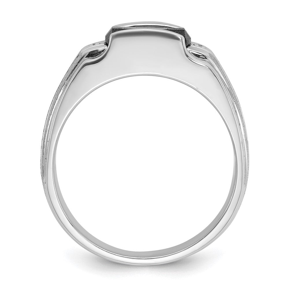 14k White Gold IBGoodman Men's Satin Created Sapphire and Diamond Complete Ring