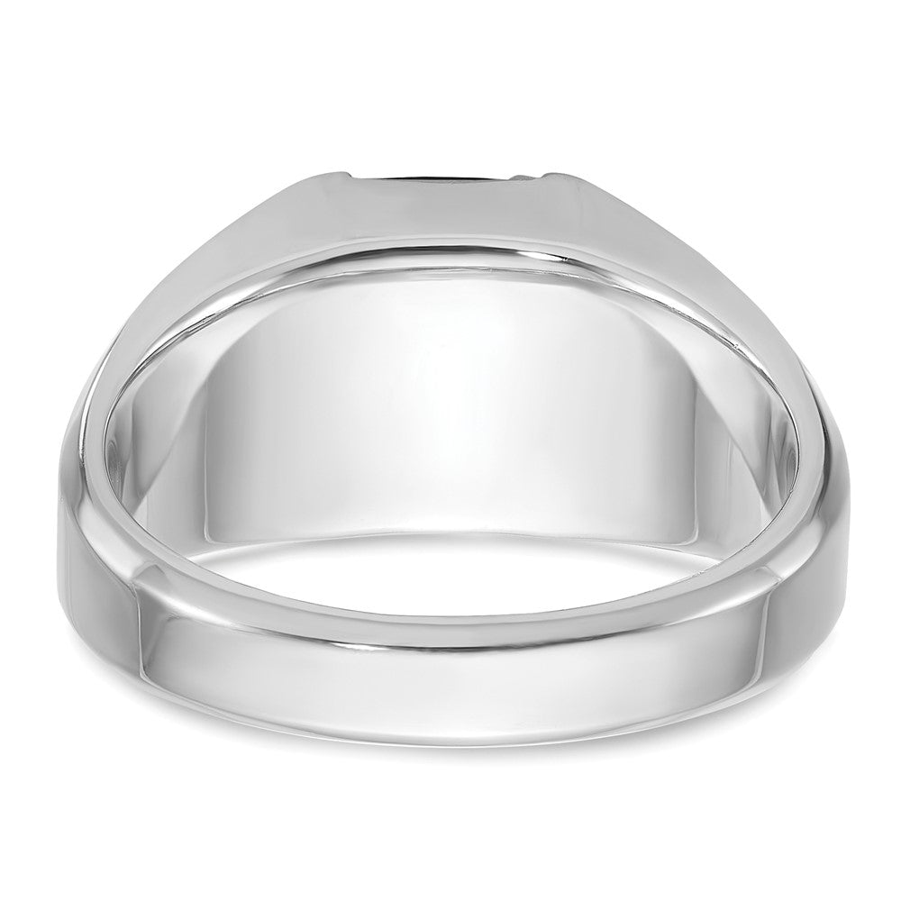 14k White Gold IBGoodman Men's Created Sapphire and 1/20 carat Diamond Complete Ring