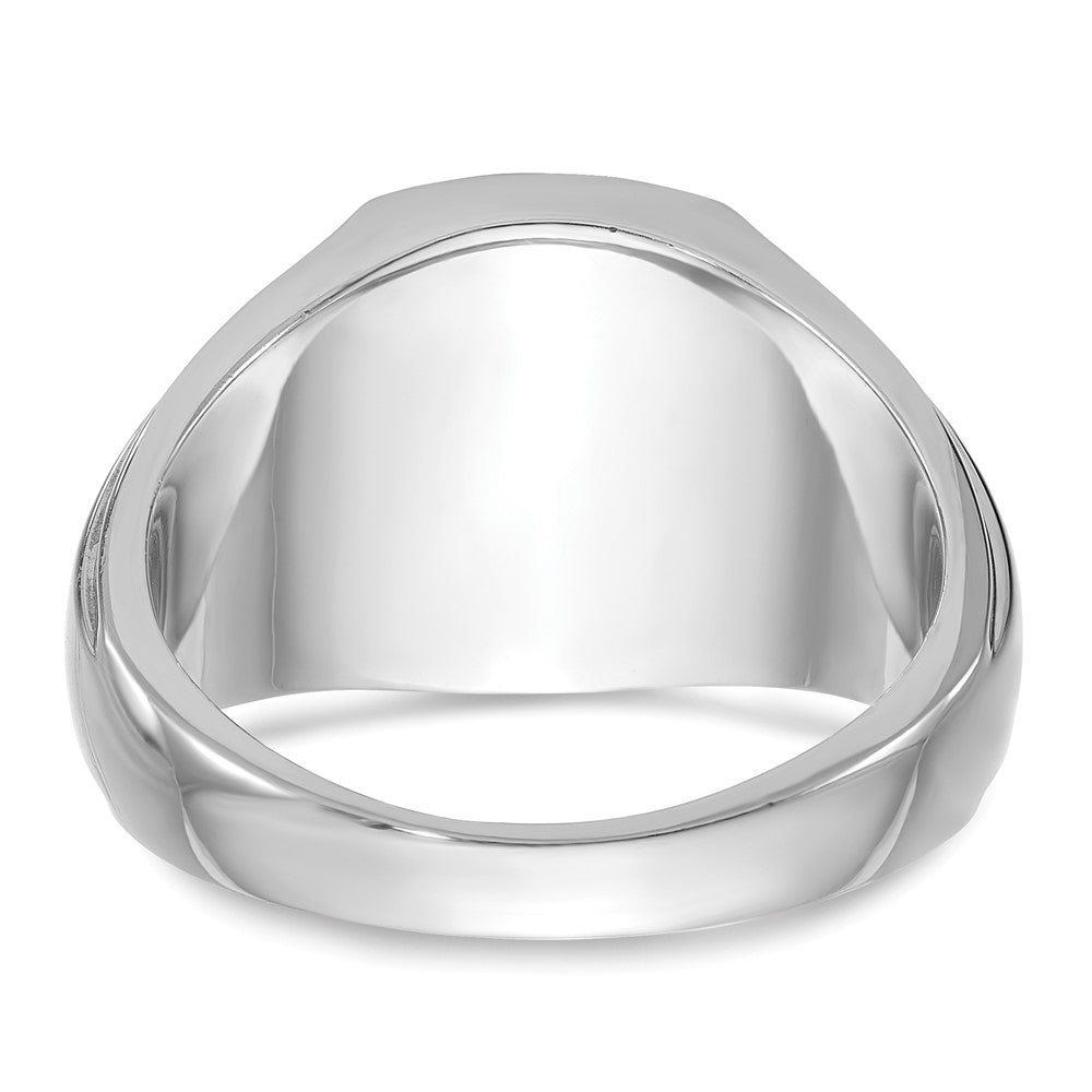 14k White Gold IBGoodman Men's Onyx and 1/8 carat Diamond Complete Ring