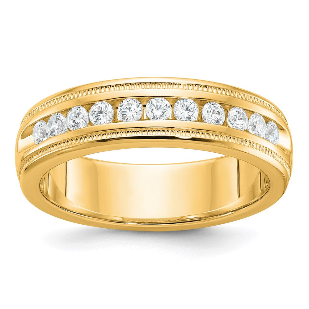IBGoodman 10k Men's Polished and Milgrain 11-Stone 1/2 Carat A Quality Diamond Ring