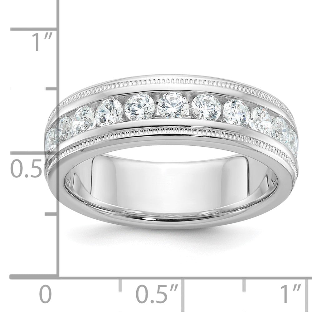 IBGoodman 14k White Gold Men's Polished and Milgrain 11-Stone 1 Carat AA Quality Diamond Ring
