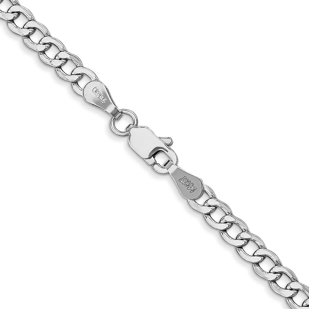 14K White Gold 16 inch 3.35mm Semi-Solid Curb with Lobster Clasp Chain