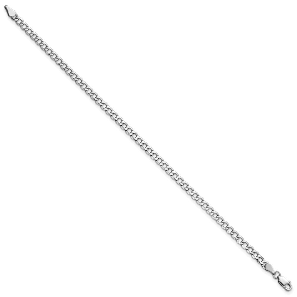 14K White Gold 7 inch 3.35mm Semi-Solid Curb with Lobster Clasp Bracelet
