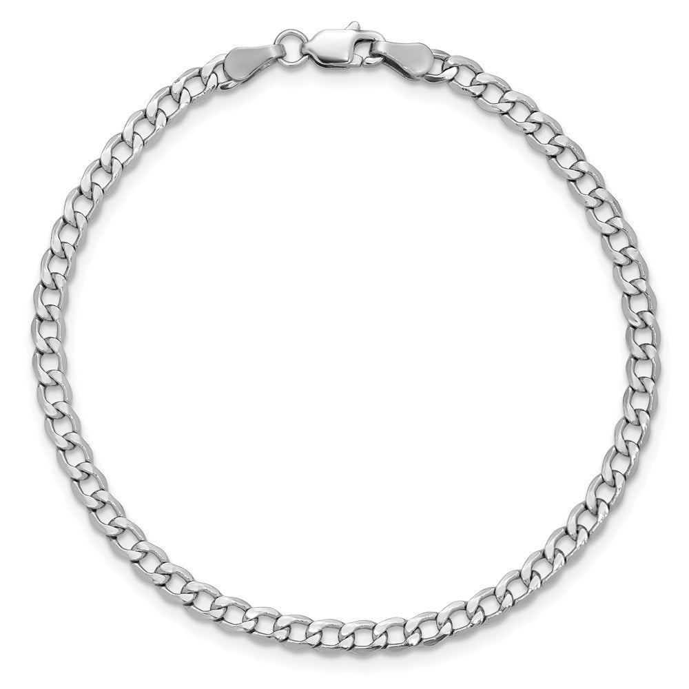 14K White Gold 7 inch 3.35mm Semi-Solid Curb with Lobster Clasp Bracelet