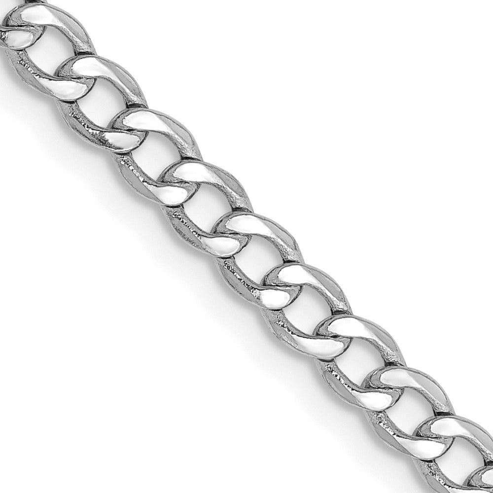 Polished;14K White gold;Hollow;Lobster;Rhodium-plated;Lightweight