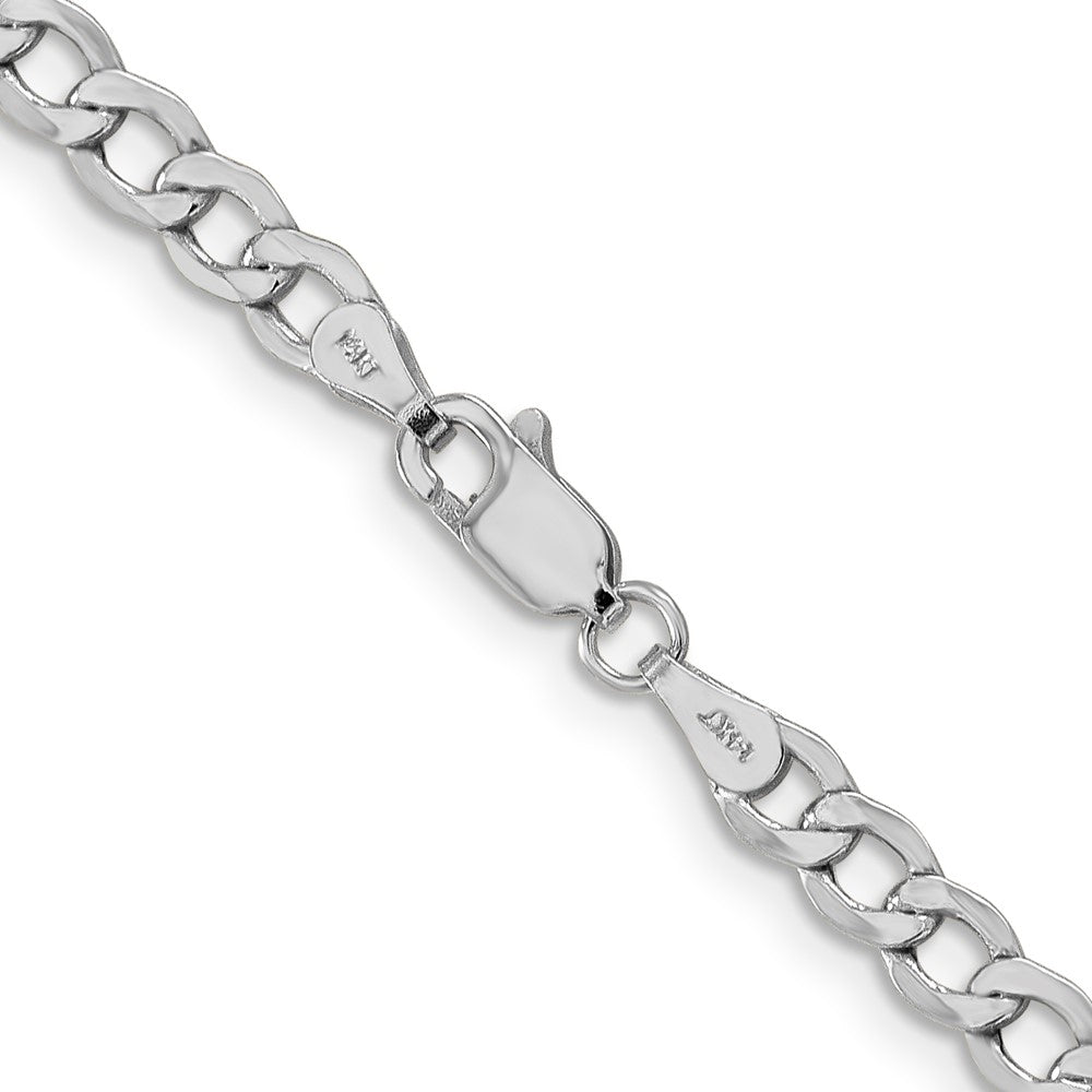 14K White Gold 26 inch 4.3mm Semi-Solid Curb with Lobster Clasp Chain