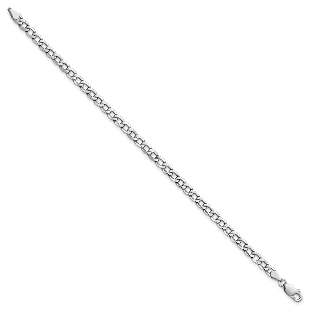 14K White Gold 7 inch 4.3mm Semi-Solid Curb with Lobster Clasp Bracelet