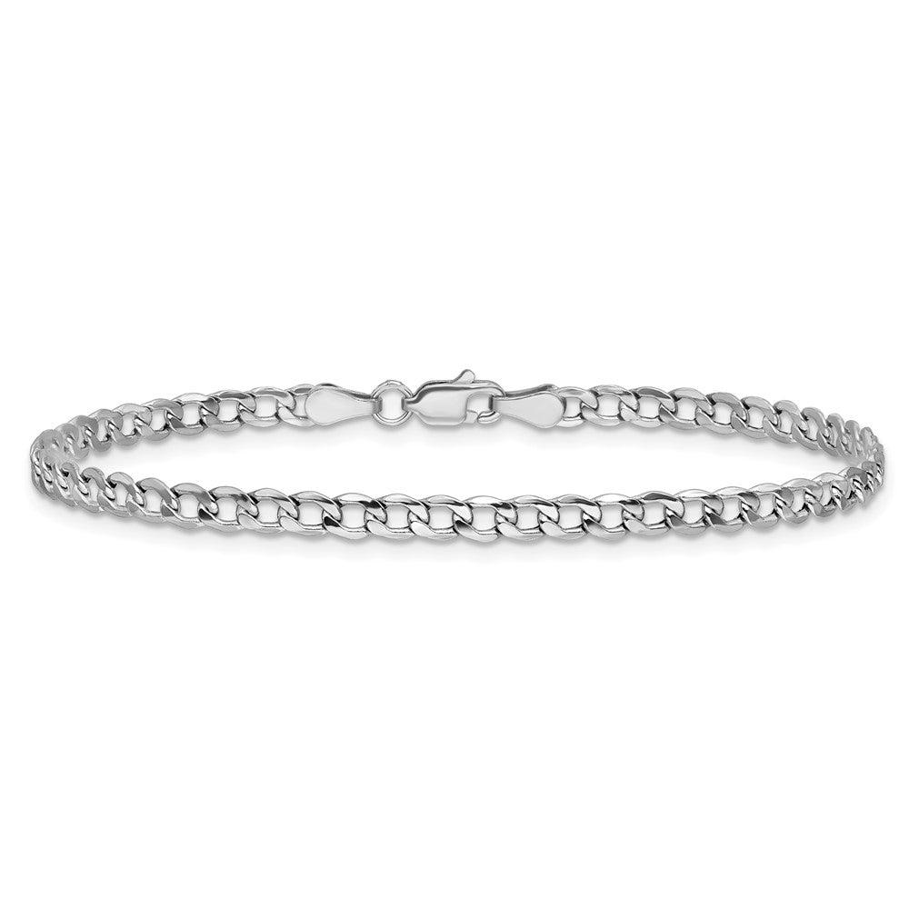 14K White Gold 7 inch 4.3mm Semi-Solid Curb with Lobster Clasp Bracelet