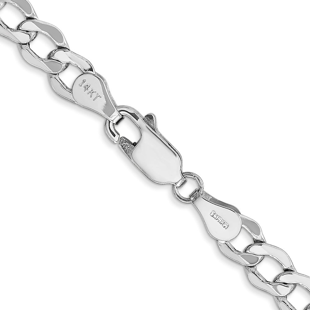 14K White Gold 20 inch 5.25mm Semi-Solid Curb with Lobster Clasp Chain