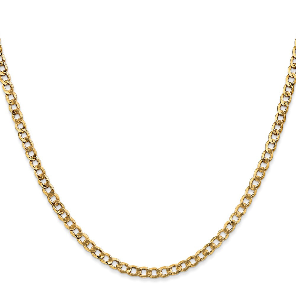 14K 28 inch 3.35mm Semi-Solid Curb with Lobster Clasp Chain