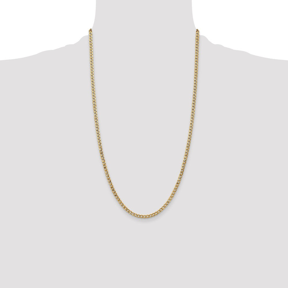 14K 26 inch 3.35mm Semi-Solid Curb with Lobster Clasp Chain