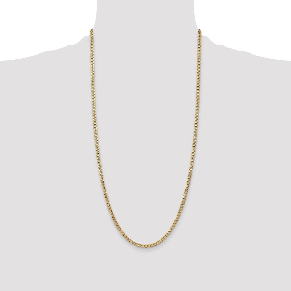 14K 28 inch 3.35mm Semi-Solid Curb with Lobster Clasp Chain