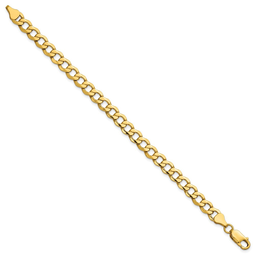 14K 8 inch 6.5mm Semi-Solid Curb with Lobster Clasp Bracelet