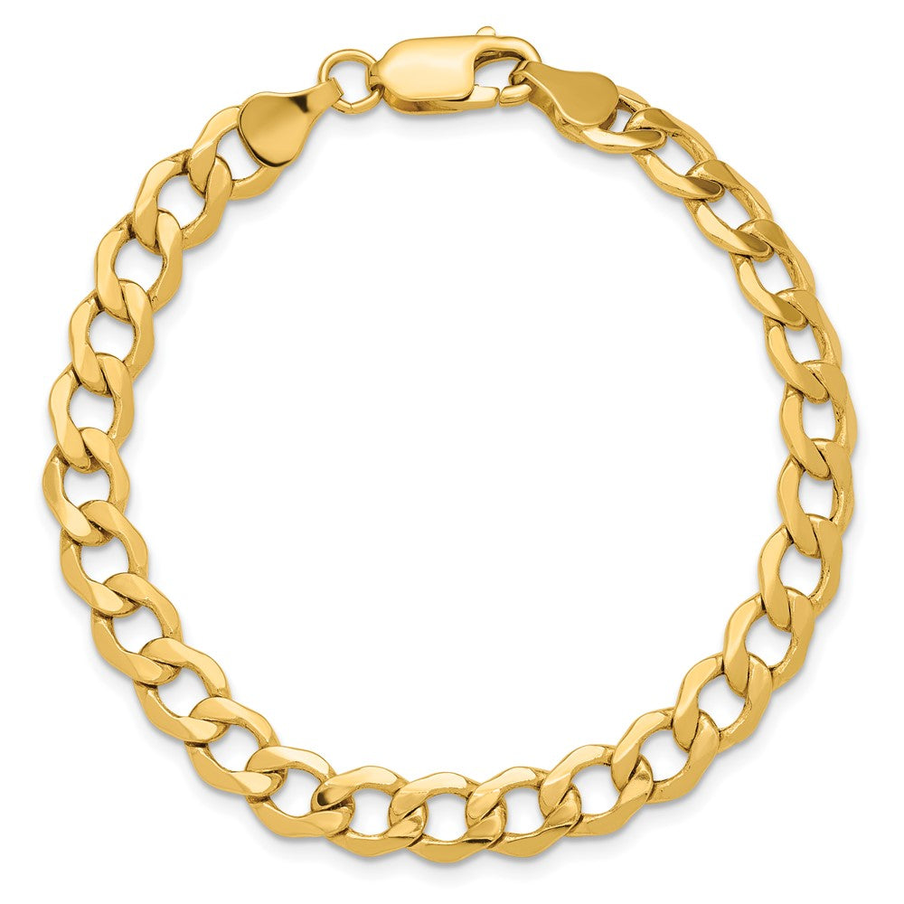 14K 8 inch 6.5mm Semi-Solid Curb with Lobster Clasp Bracelet