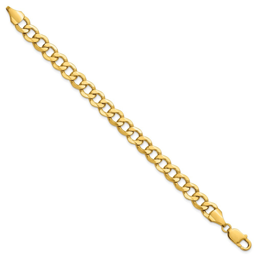 14K 8 inch 9mm Semi-Solid Curb with Lobster Clasp Bracelet