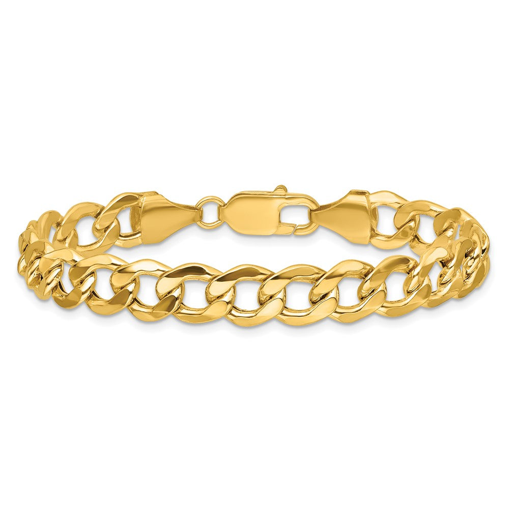 14K 7 inch 9mm Semi-Solid Curb with Lobster Clasp Bracelet