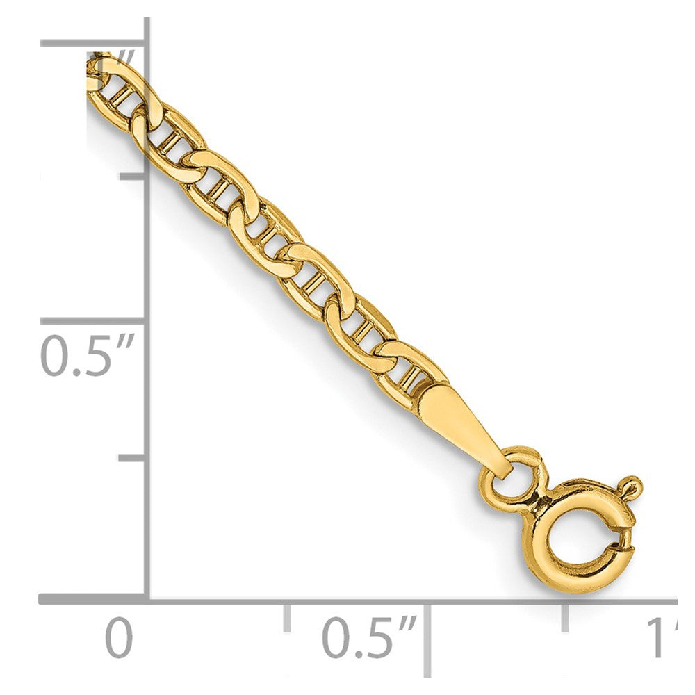 14K 9 inch 2.4mm Semi-Solid Anchor with Spring Ring Clasp Anklet