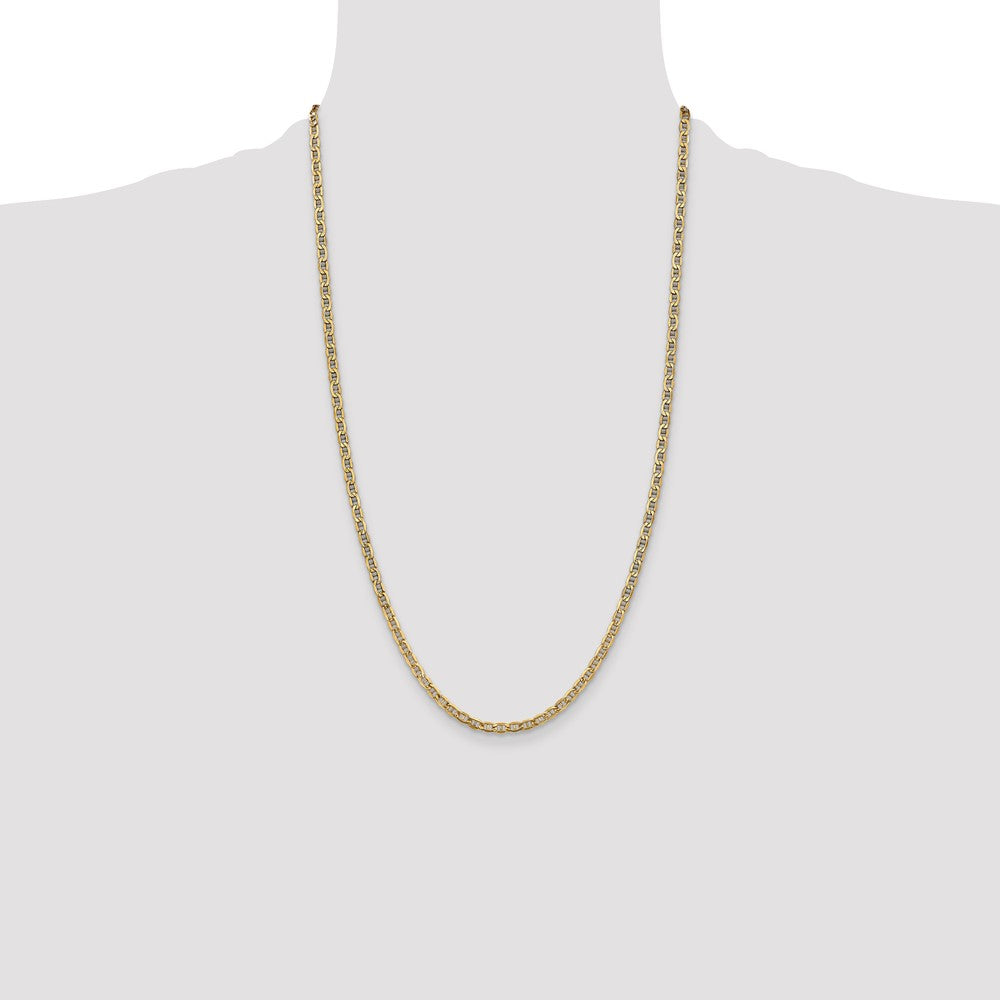 14K 26 inch 3.2mm Semi-Solid Anchor with Lobster Clasp Chain
