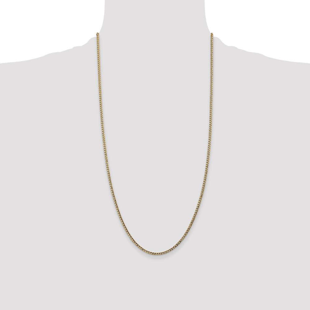 14K 28 inch 2.5mm Semi-Solid Curb with Lobster Clasp Chain