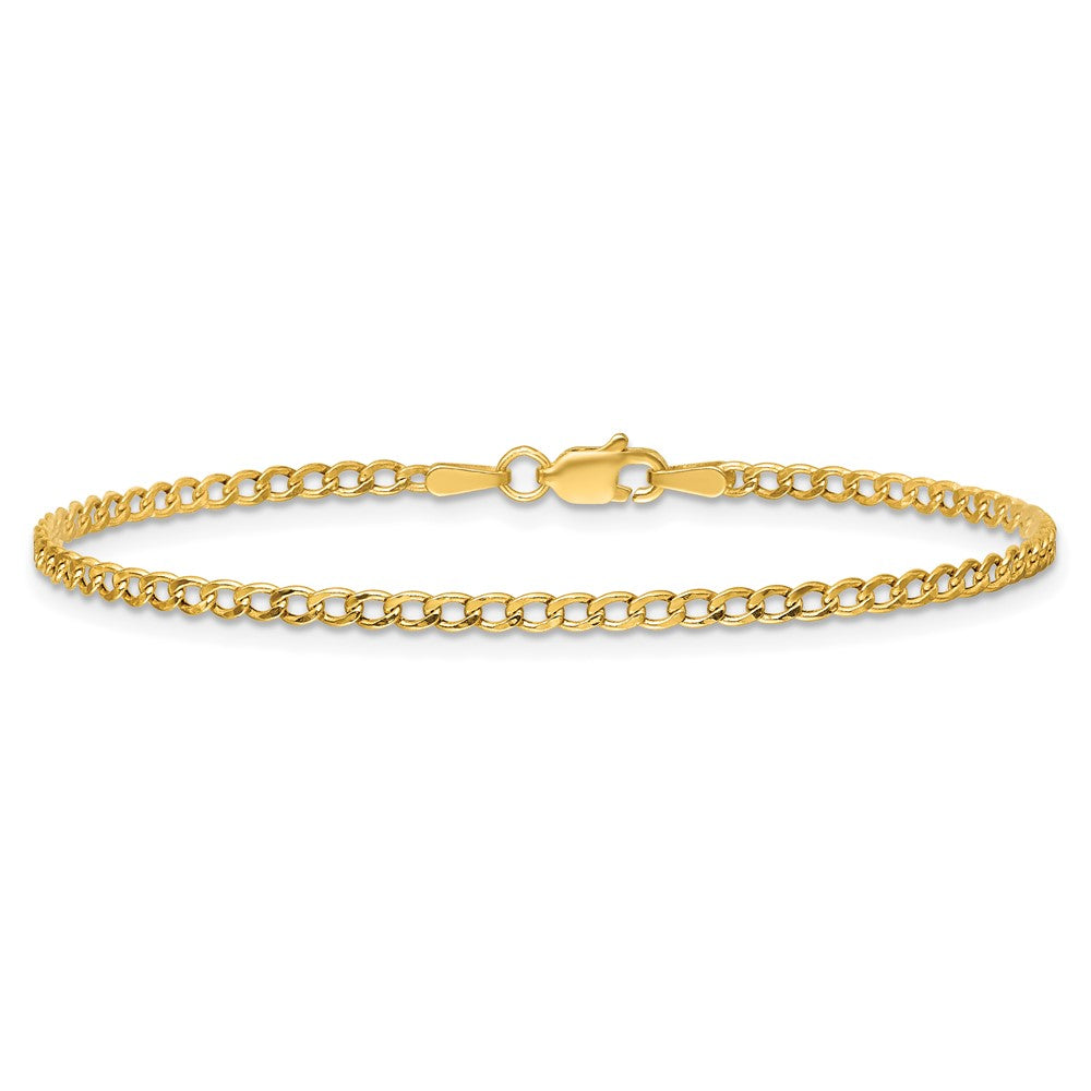 14K 9 inch 2.5mm Semi-Solid Curb with Lobster Clasp Anklet