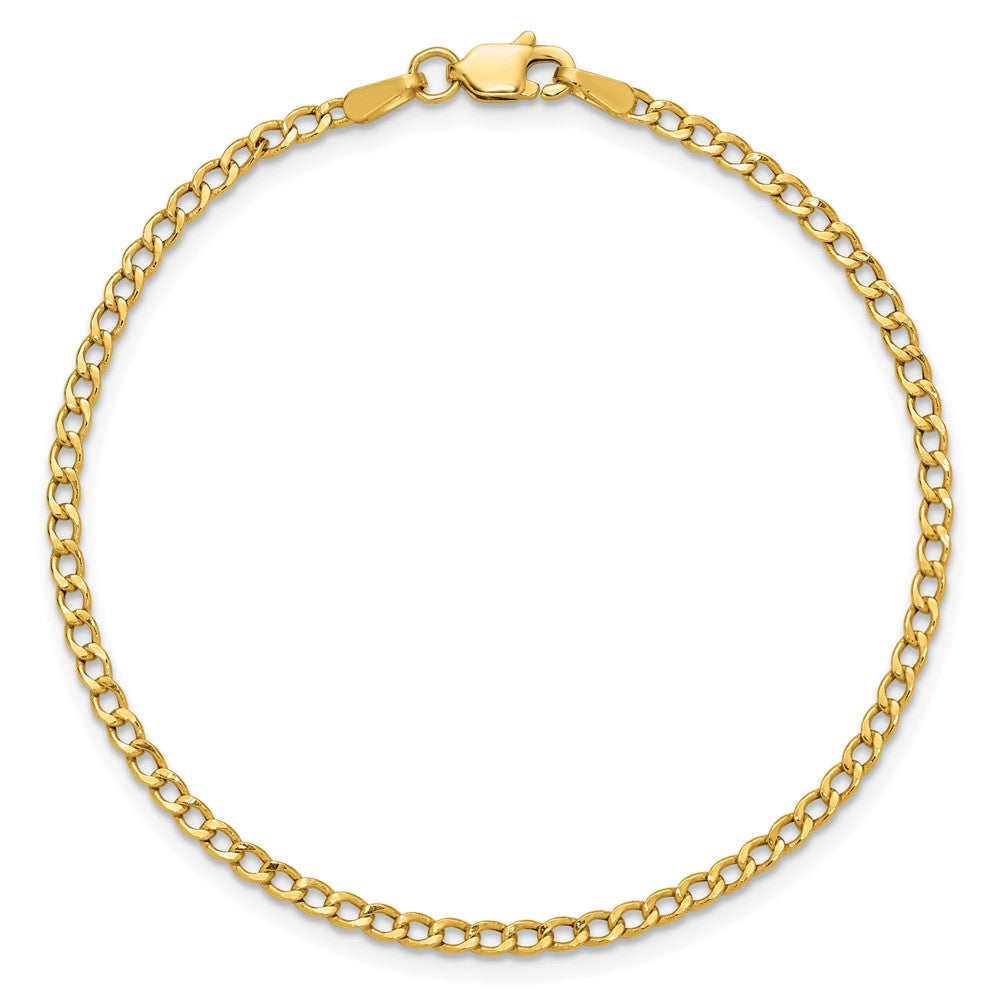 14K 7 inch 2.5mm Semi-Solid Curb with Lobster Clasp Bracelet