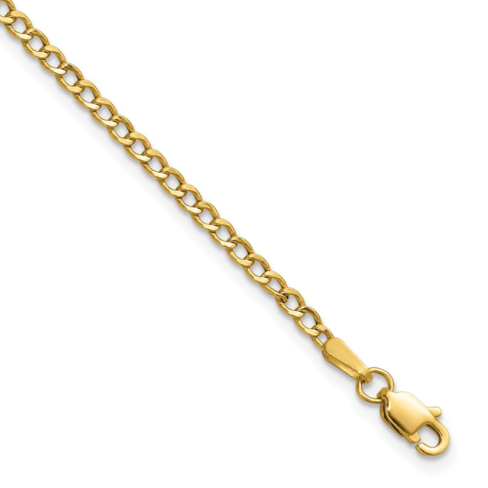 14K 9 inch 2.5mm Semi-Solid Curb with Lobster Clasp Anklet