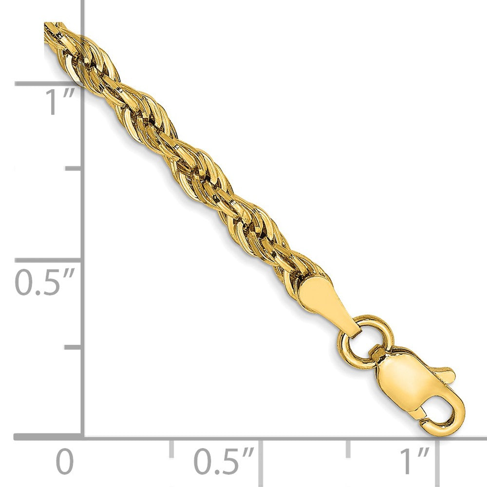 14K 8 inch 3mm Semi Solid Rope with Lobster Clasp Chain