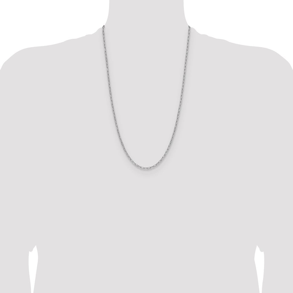 14k White Gold 3.0mm Semi-Solid Beveled Paperclip Chain