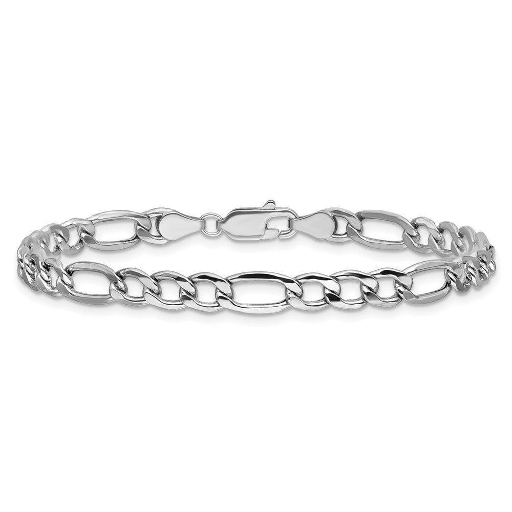 14K White Gold 7 inch 5.75mm Semi-Solid Figaro with Lobster Clasp Bracelet