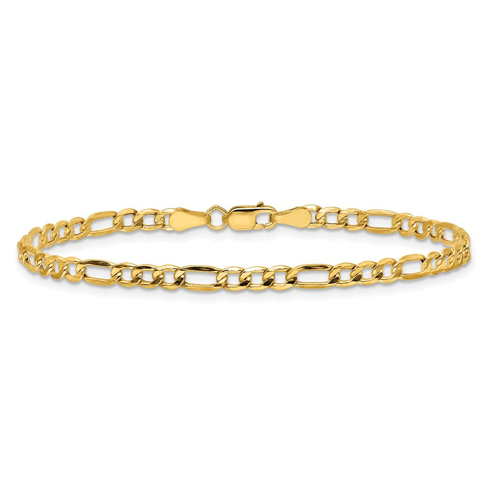 14K 9 inch 3.5mm Semi-Solid Figaro with Lobster Clasp Anklet