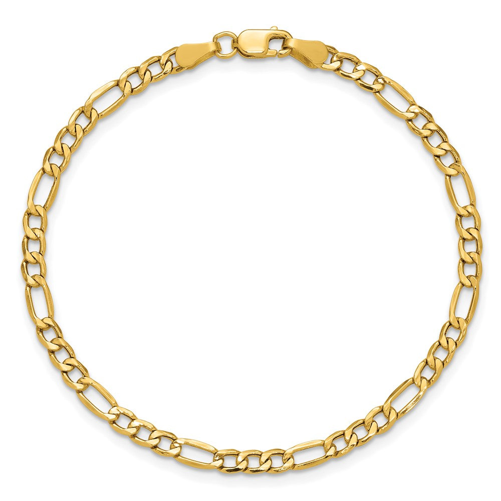 14K 8 inch 3.5mm Semi-Solid Figaro with Lobster Clasp Bracelet