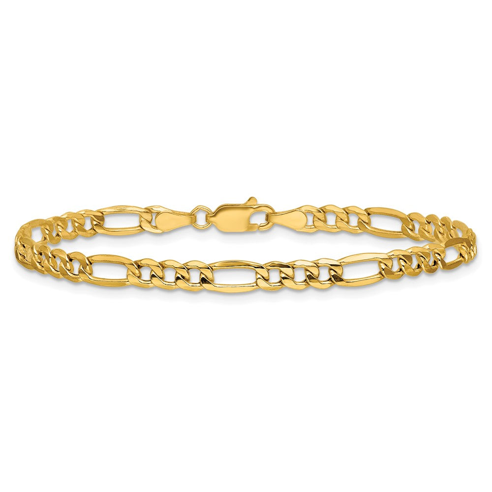 14K 7 inch 4.2mm Semi-Solid Figaro with Lobster Clasp Bracelet