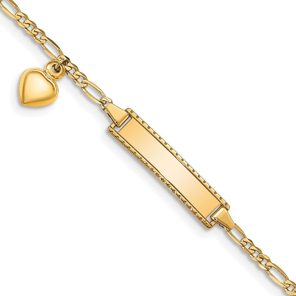 Polished;14k Yellow gold;Engravable;Lobster;Dangle;Heart