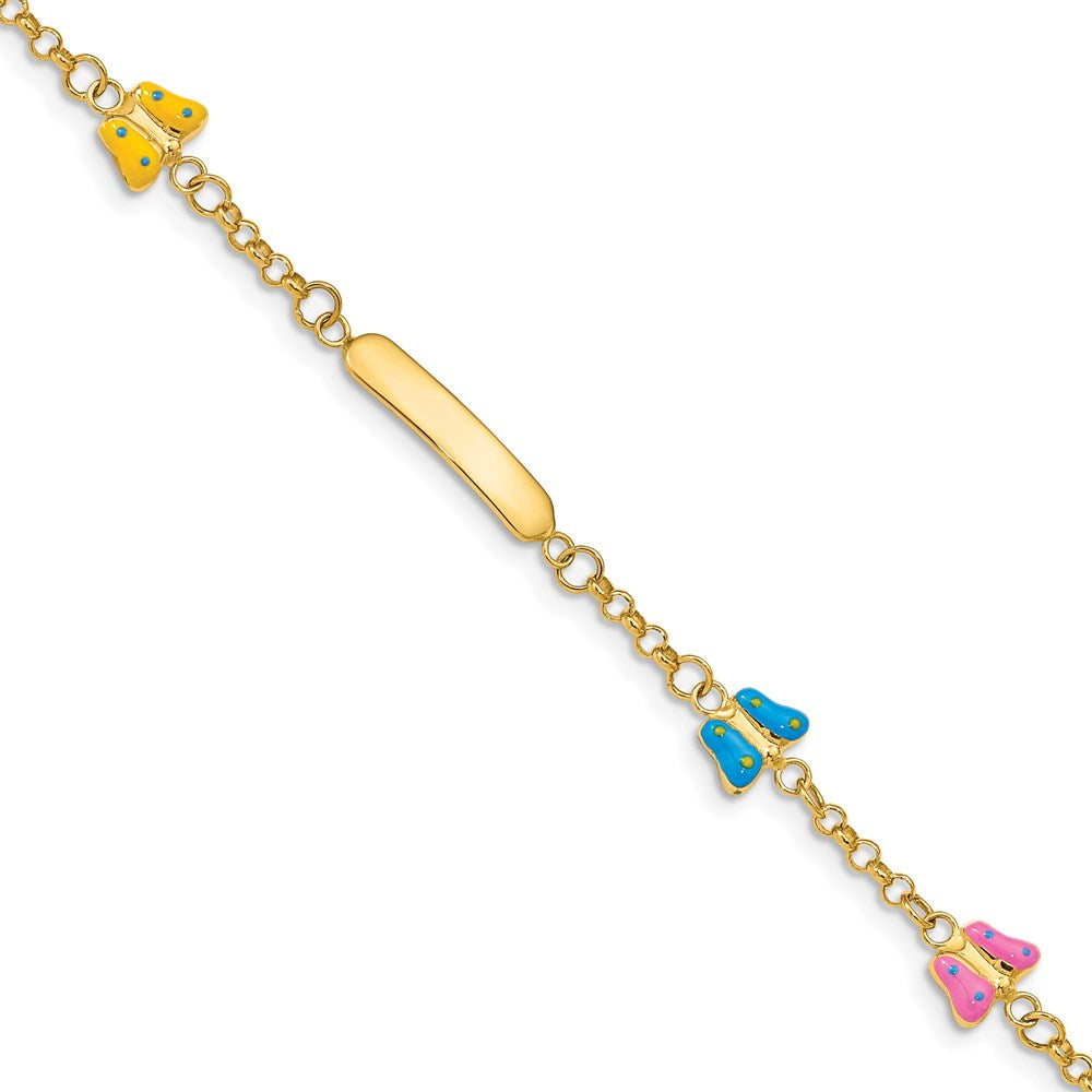 Polished;14k Yellow gold;Engravable;Enamel;Lobster;Not engraveable;1/2in extender