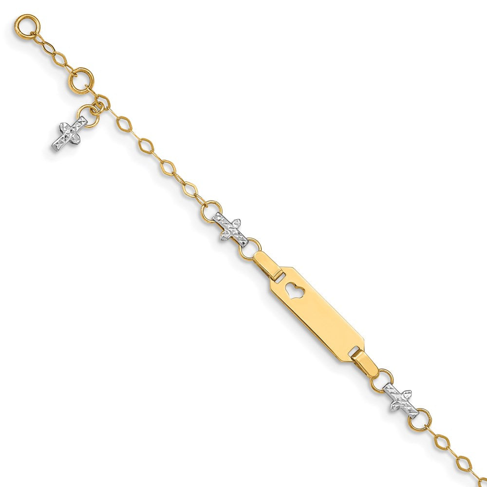Polished;14k Yellow gold;Engravable;Spring Ring;Not engraveable;Textured;Two-tone