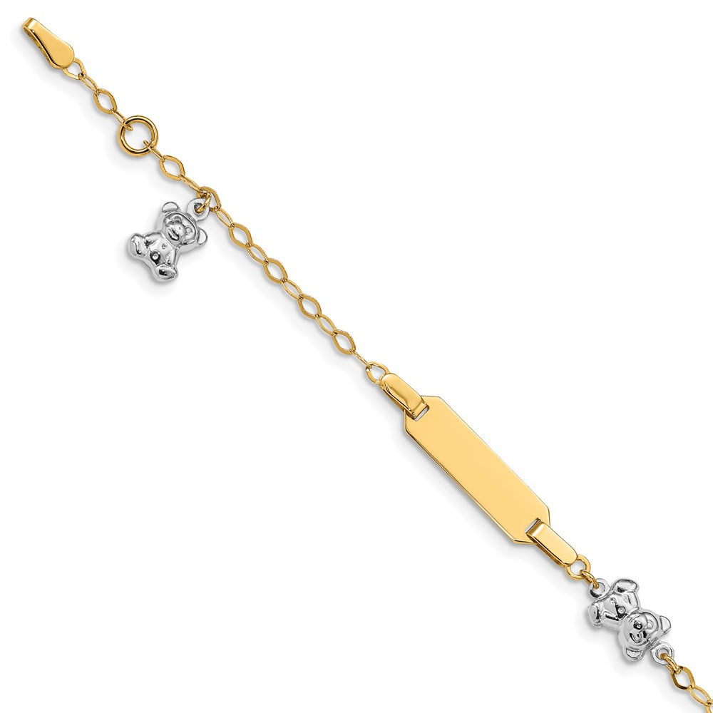 Polished;14K Two-tone;Engravable;Spring Ring;Not engraveable;Dangle;1/2in extender