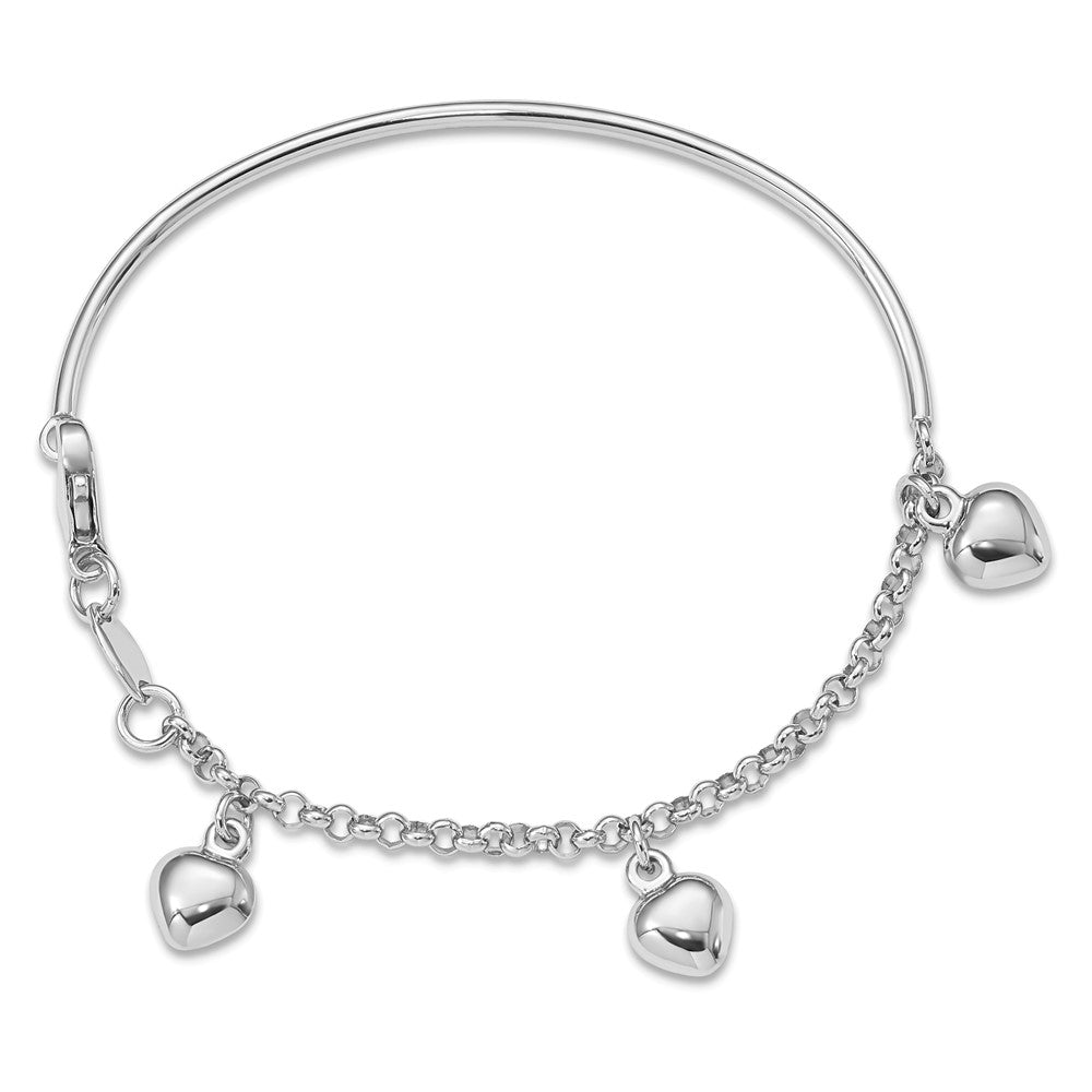 Polished;14K White gold;Fancy lobster;Dangle;Heart