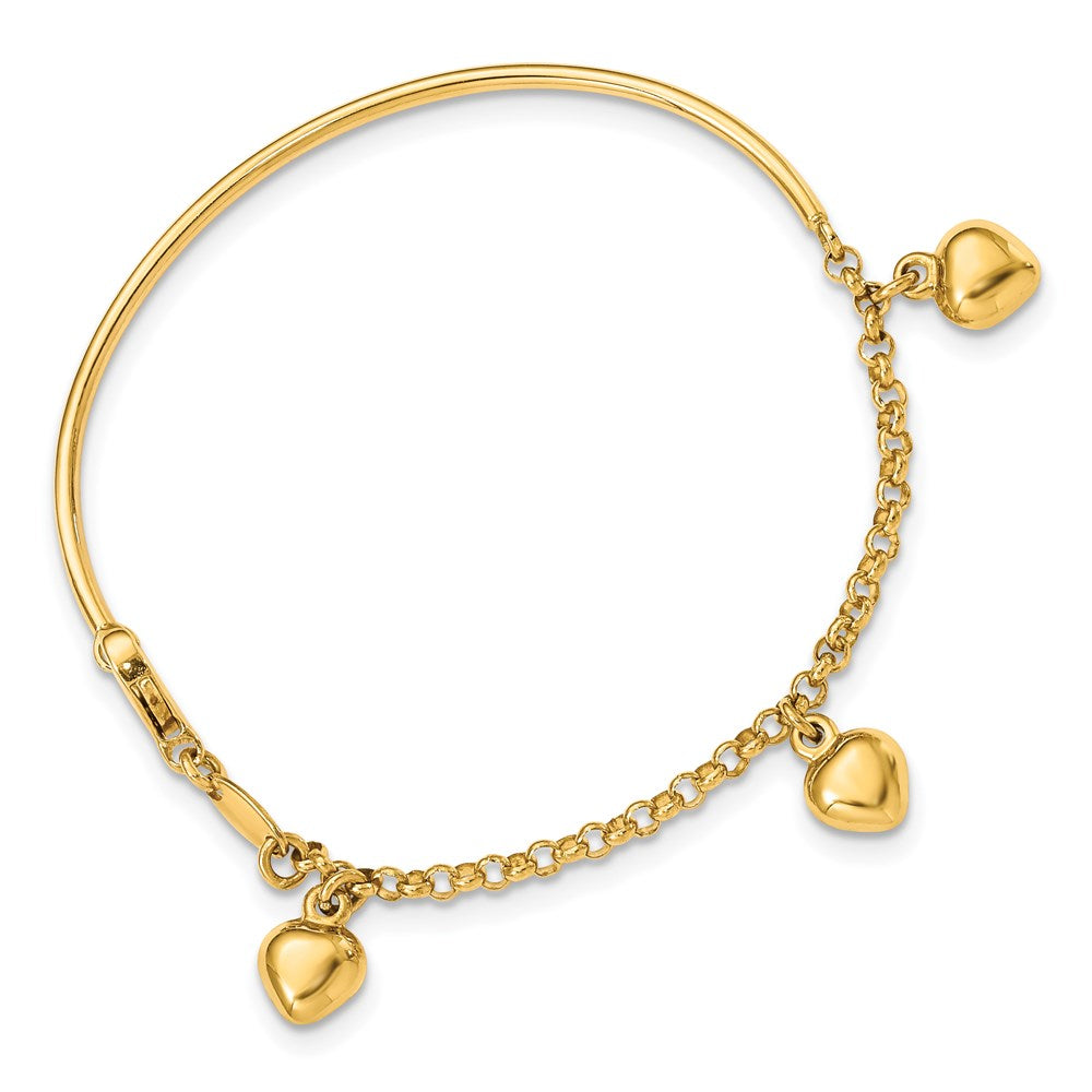 Polished;14k Yellow gold;Fancy lobster;Dangle;Heart
