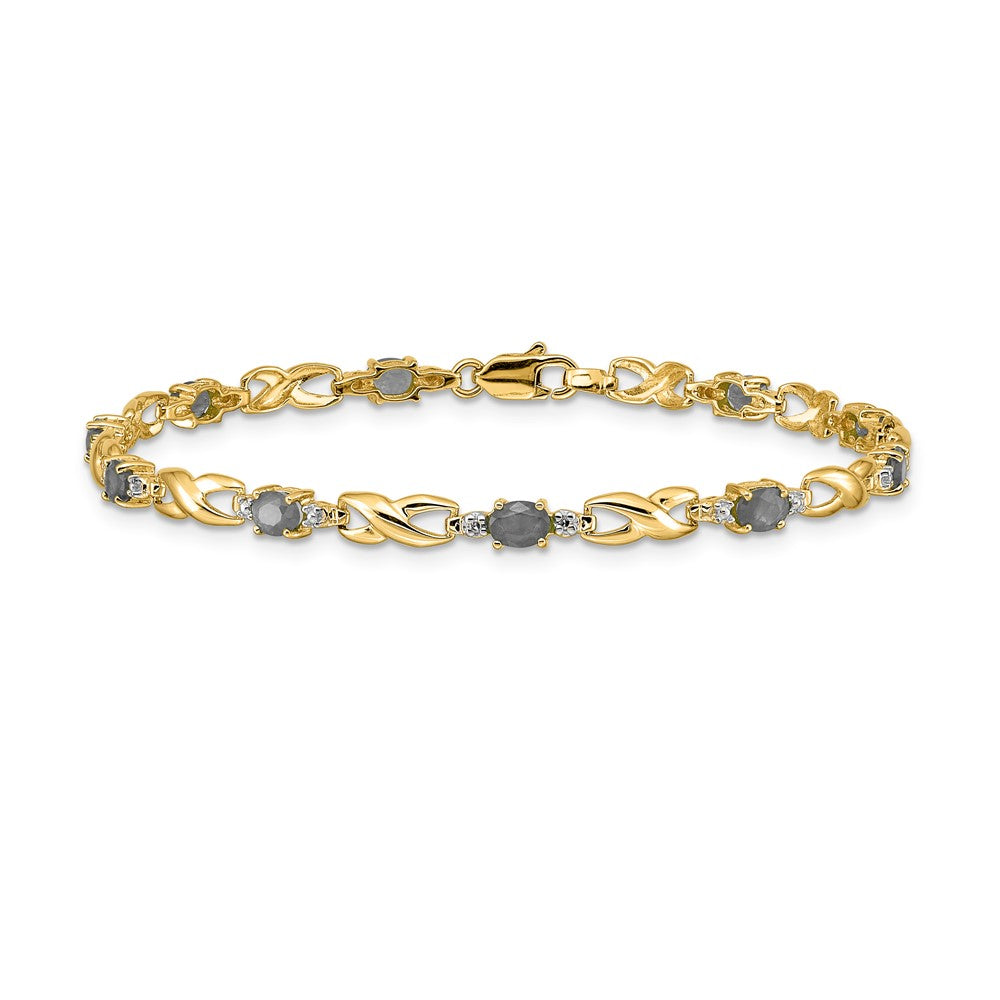 14k Complete Diamond and Oval Emerald Infinity Link 7.25 inch Bracelet