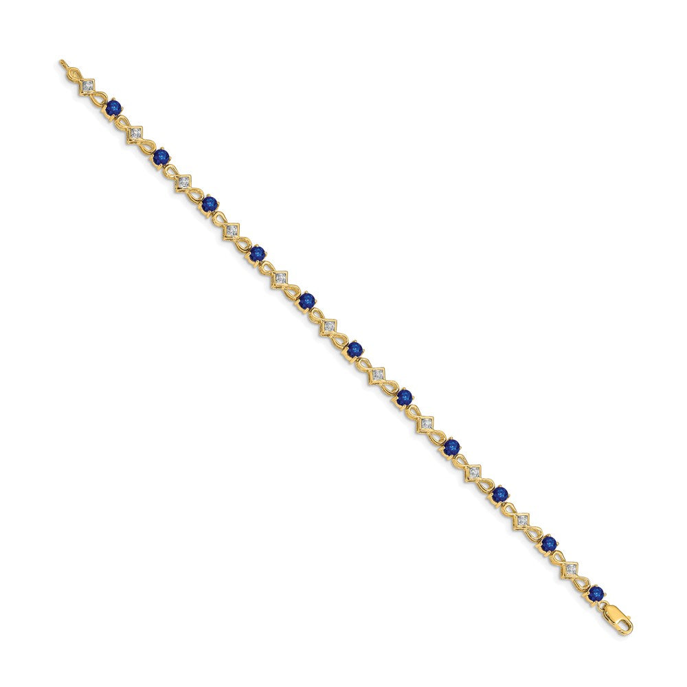 14k Complete Diamond and Round Sapphire 7 inch Bracelet