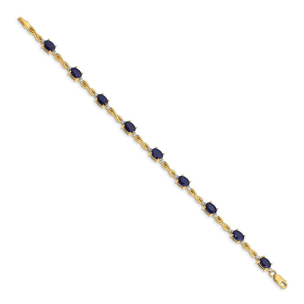 14k Complete Diamond and Oval Sapphire Infinity 7 inch Bracelet