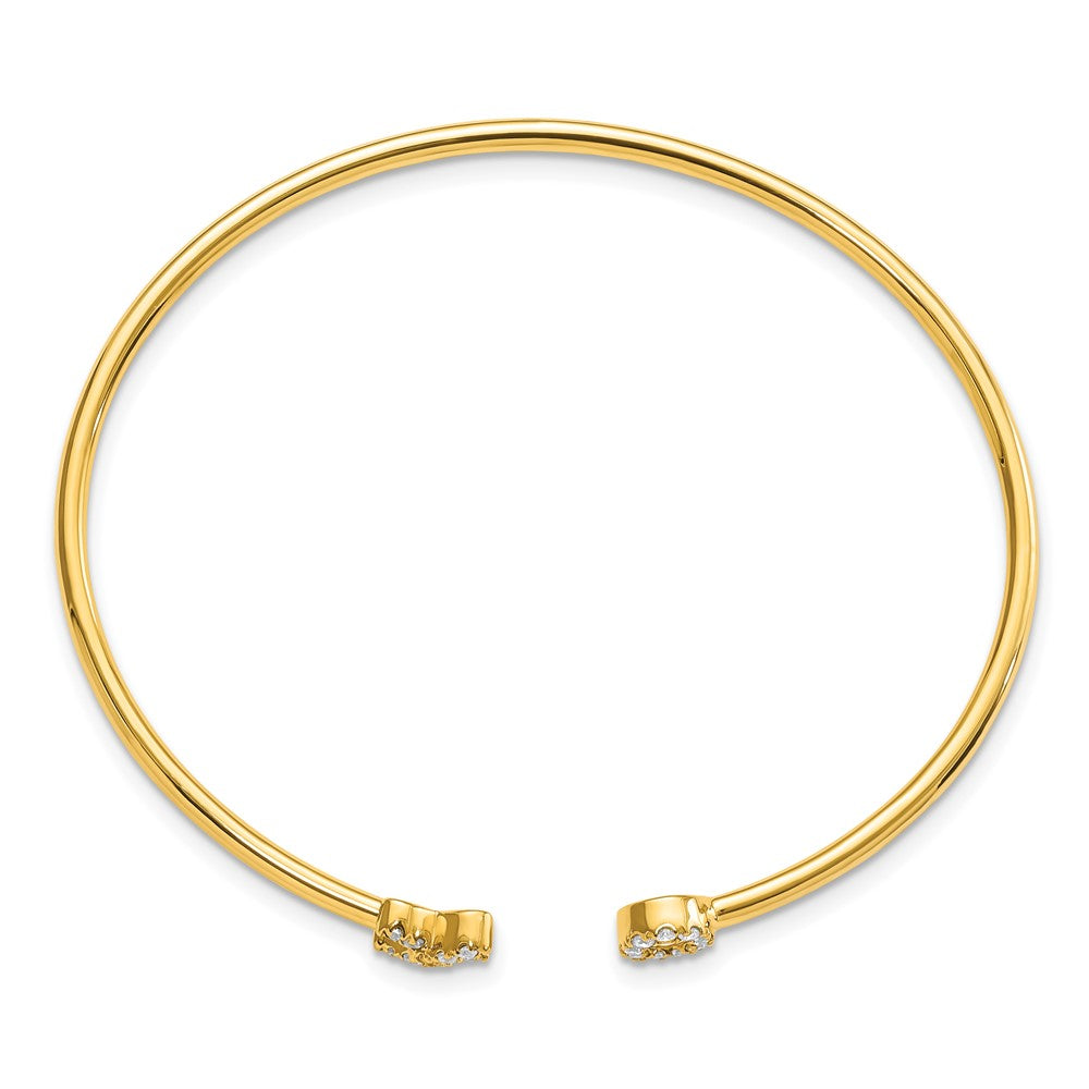 14k Polished Complete 1/5 carat Diamond X and O Flexible Cuff Bangle Bracelet