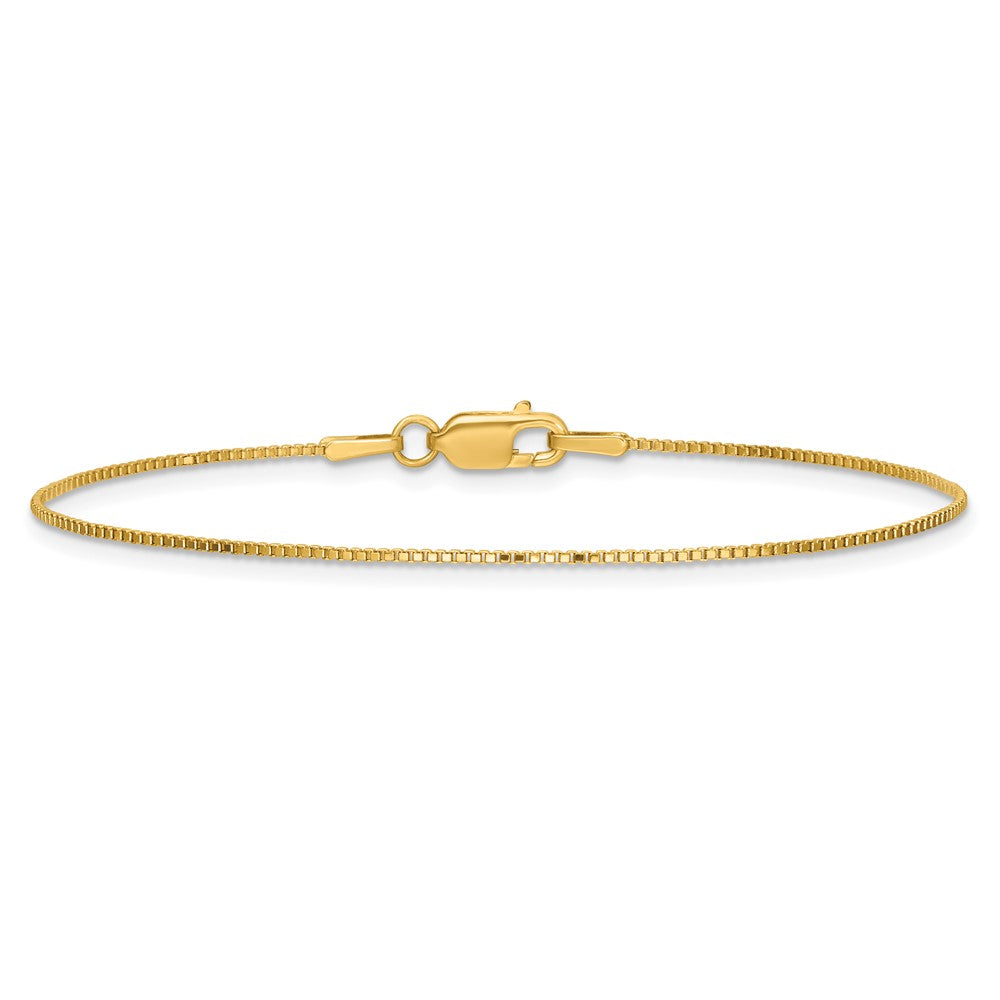 14K 9 inch .9mm Box with Lobster Clasp Anklet