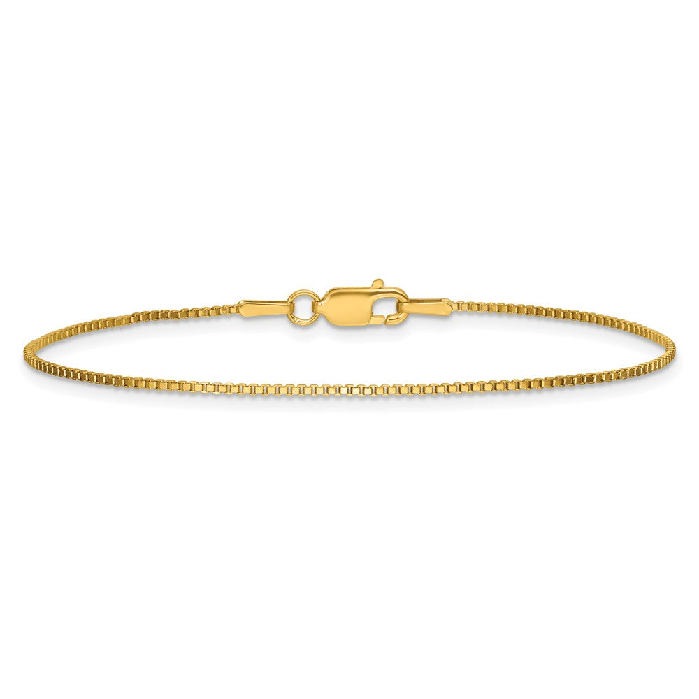 14K 9 inch 1mm Box with Lobster Clasp Anklet